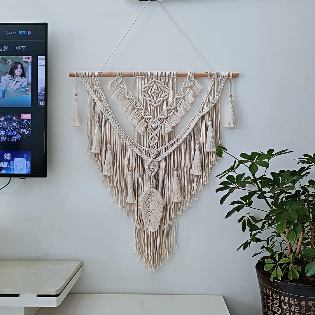 Picture of Ins Woven Large Tapestry TV Bedside Sofa Background Decoration Handmade Hallway Covering Wall Decoration Wall Hanging
