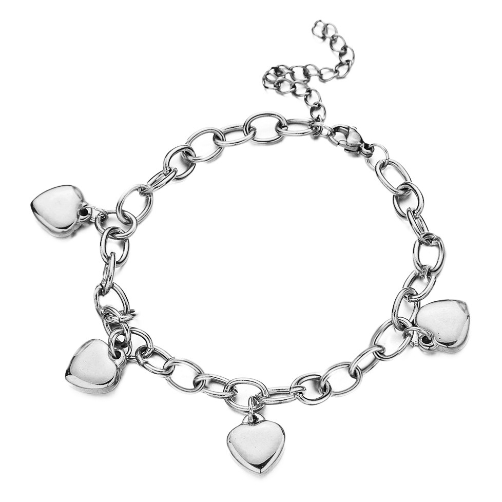 Hip-hop fashion exquisite temperament stainless steel ring chain love pendant tassel charm bracelet