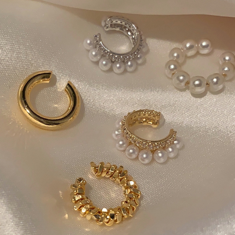 Ear Clip Non-Pierced Earrings for Women French Ear Buckles 14K Color-Preserving Earrings High-End Elegant French Ear Bone Clips