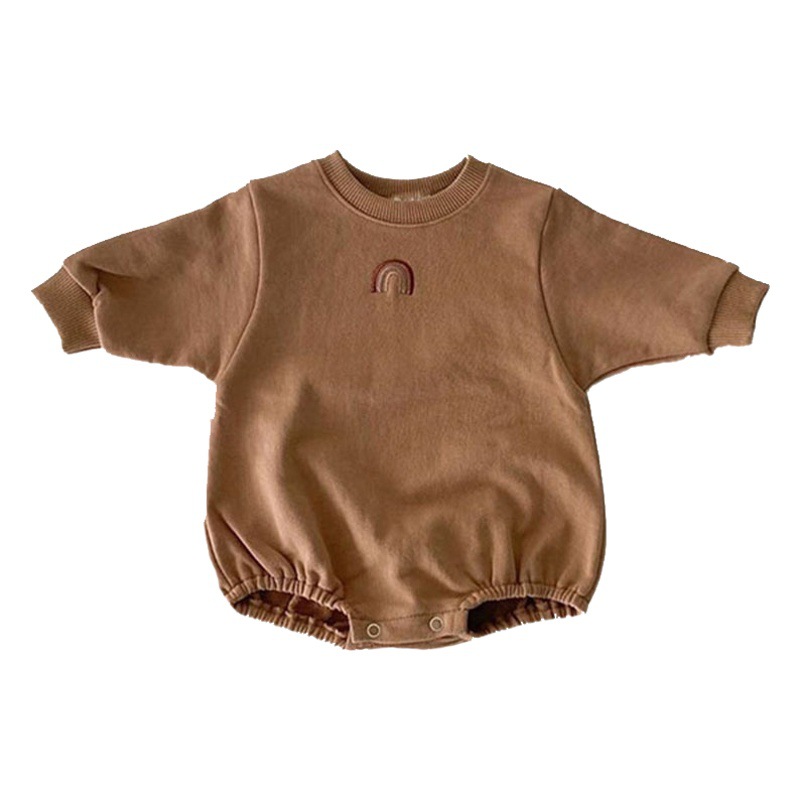 Infant ins Korean-style Autumn New Hagi Internet Popular for Boys and Girls Baby Climbing Wear Rainbow Embroidered Fart Jumpsuit