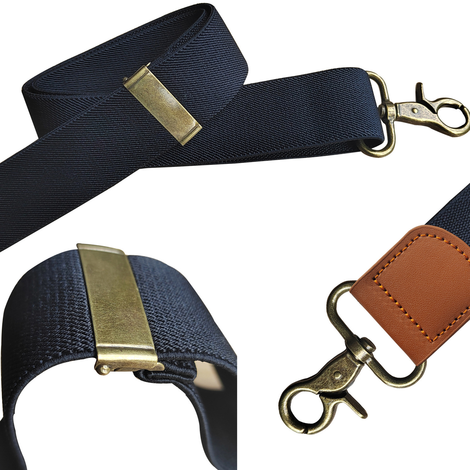 Picture of Manufacturers supply adult men's 4-clip elastic elastic strap X-shaped trousers suspenders with bronze hook buckle strap clip