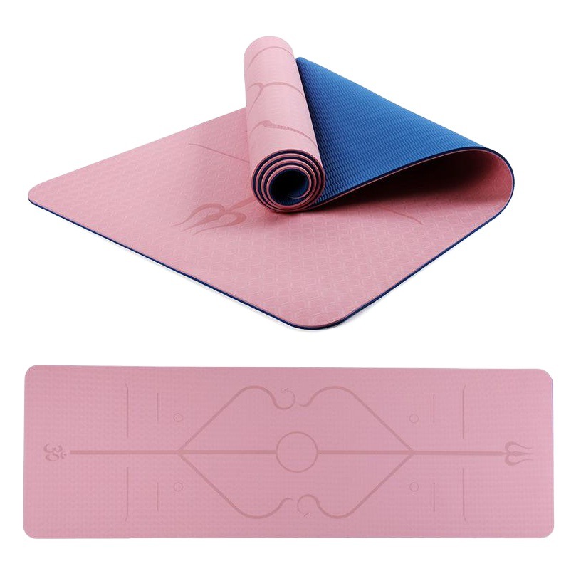 Factory direct TPE double-layer two-color body line shock-absorbing yoga mat men's and women's fitness mat wear-resistant floor mat