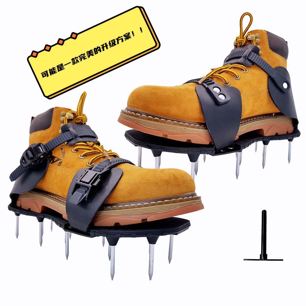2024 New Garden Lawn Nail Shoes PU Leather Lawn Inflatable Shoes Garden Gardening Garden Tools Aerated Aeration Shoes