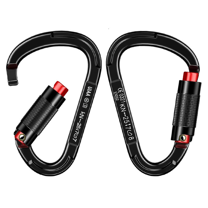 Picture of Aluminum magnesium alloy pear-shaped automatic main lock 25KN rock climbing mountaineering buckle automatic main lock D-shaped aviation aluminum alloy mountaineering