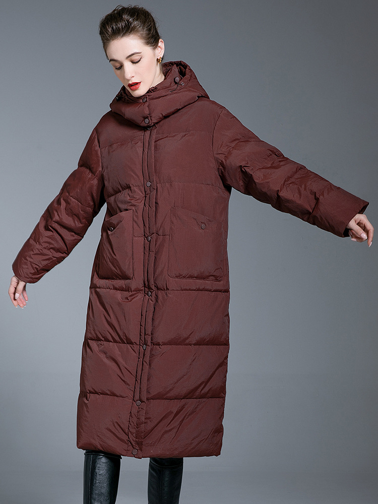 Picture of 2025 New Angora Red 90 White Duck down Jacket Women's Extra Long Over-The-Knee Winter Thickened Warm Jacket Women