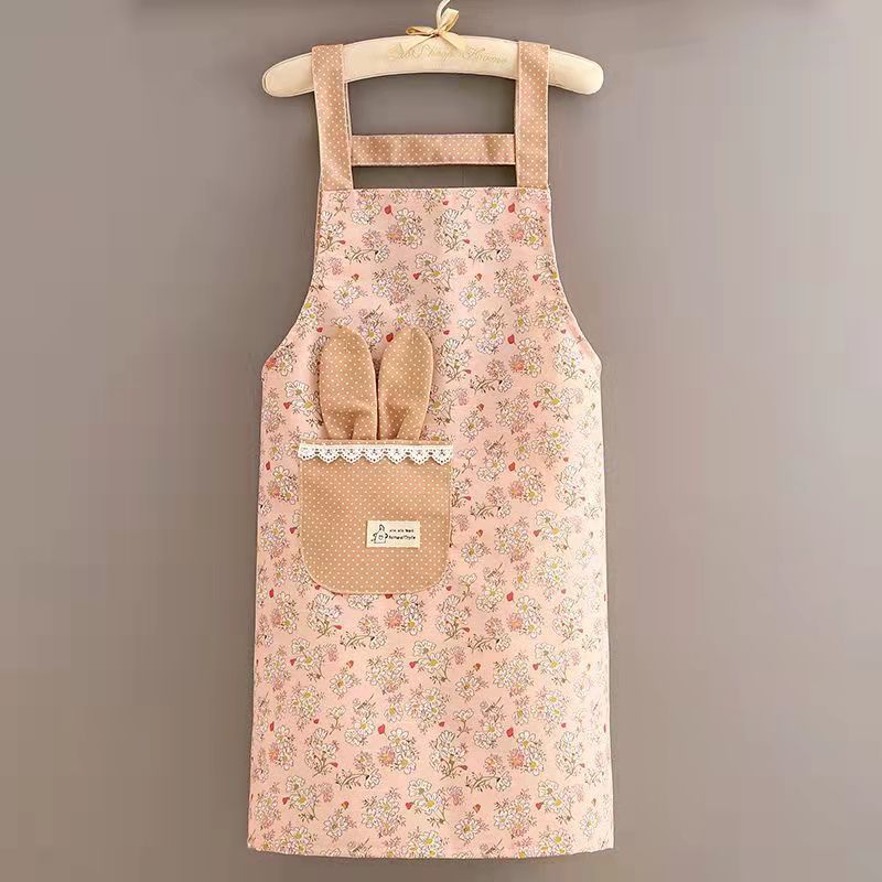 Picture of Long-sleeved Canvas Apron Women's Korean-style Household Kitchen Cooking Overalls Breathable Catering Overalls Anti-fouling Adult Apron
