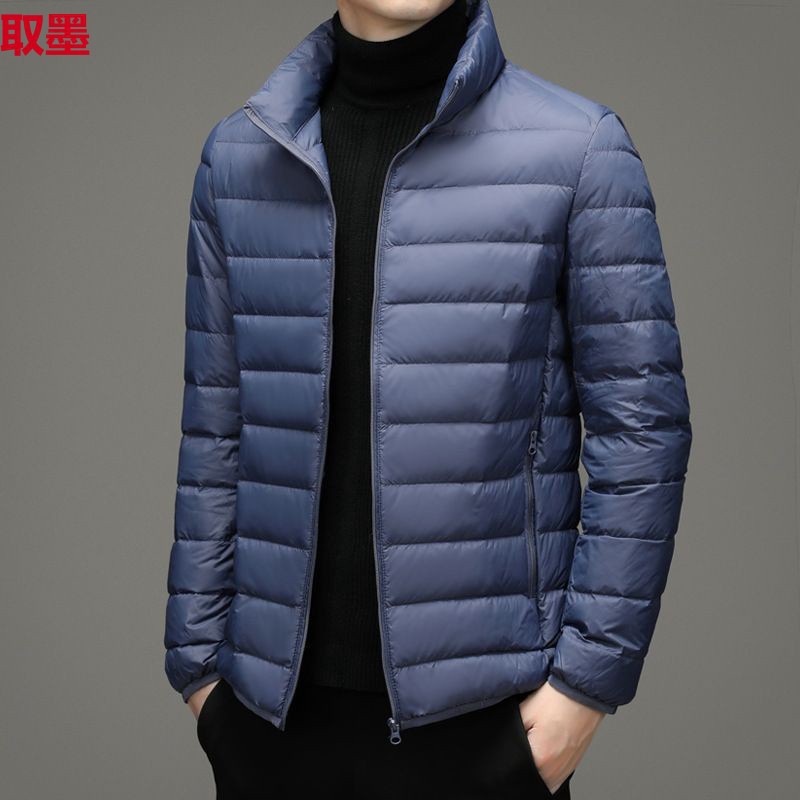 Picture of Brand Handle Autumn and Winter Lightweight fleece-lined Cotton-padded Jacket Men's Short Vertical Collar Hooded Middle-aged and Elderly Lightweight Thin Broken Coat