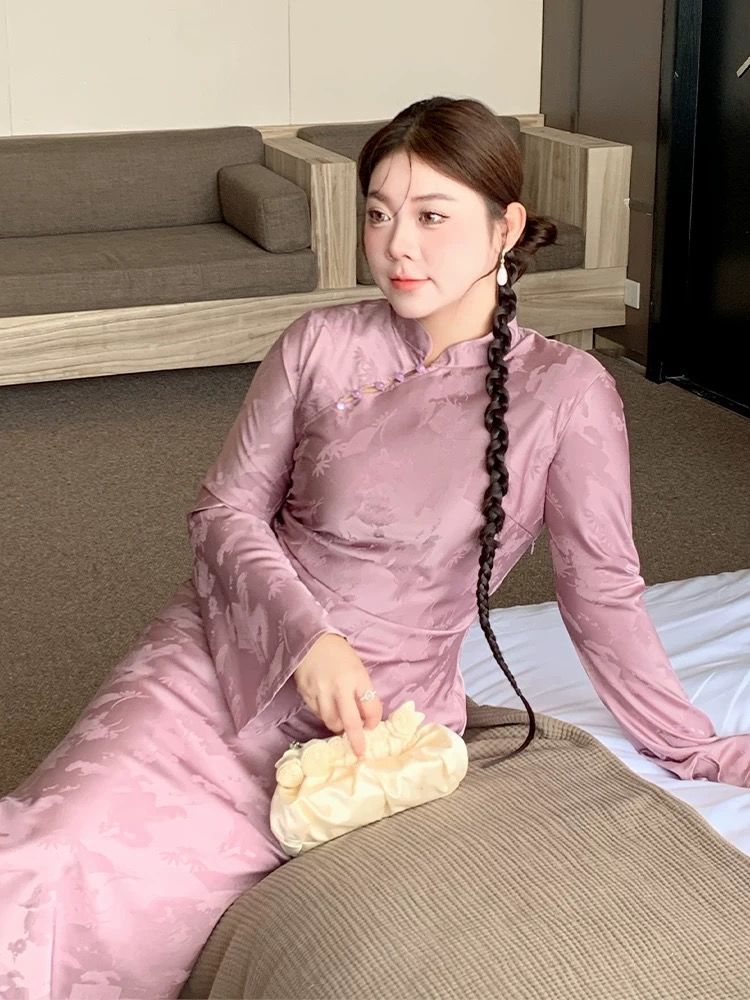 Picture of Retro style 2024 autumn new chubby girl plus size temperament national style dress new Chinese style improved super fairy cheongsam women
