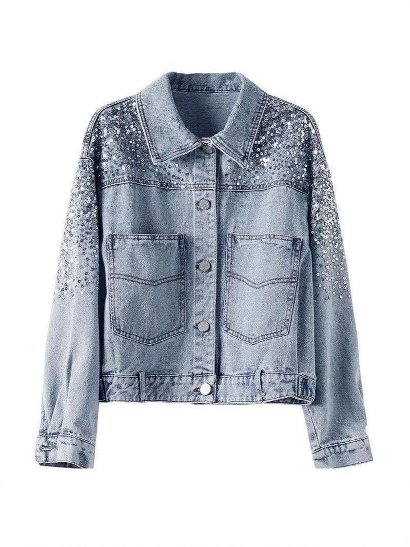 Picture of Foreign Trade Southeast Asia Spring and Summer New Fashion Sequin Denim Coat Women's European Station Short Loose Jacket Tide