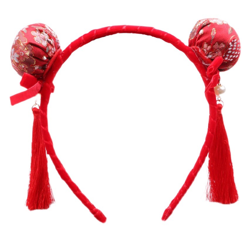 Baby's Headwear Children's Ball Pearl Tassel Headband Which Same Style Headband Chinese Style Hanfu Girls' Hair Accessories