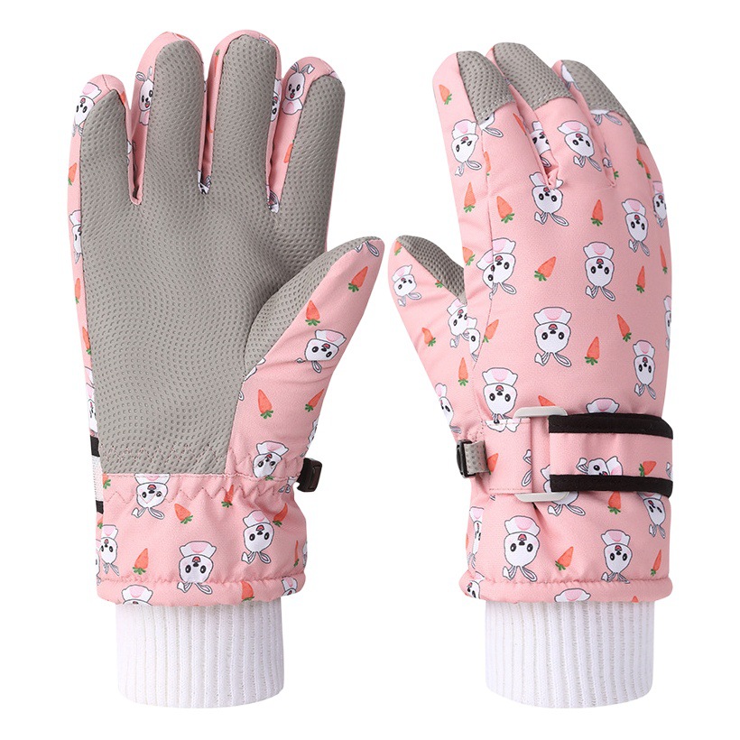 Children's Gloves Winter Ski Cartoon Waterproof fleece-lined Thickened Non-slip Warm Snow Gloves for Girls Children