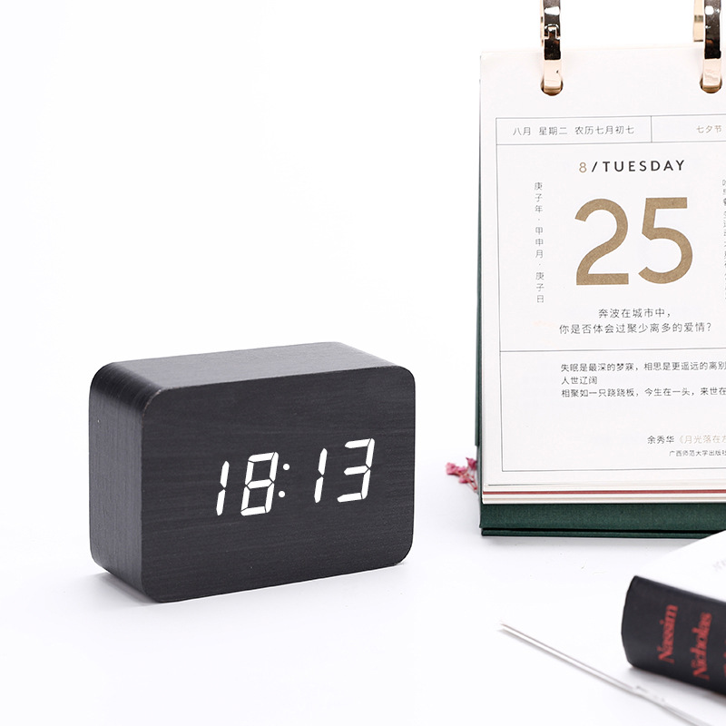 Picture of Source Manufacturer Electronic Clock Rectangular Wooden Clock Mini Alarm Clock Digital Clock Led Wooden Clock Luminous