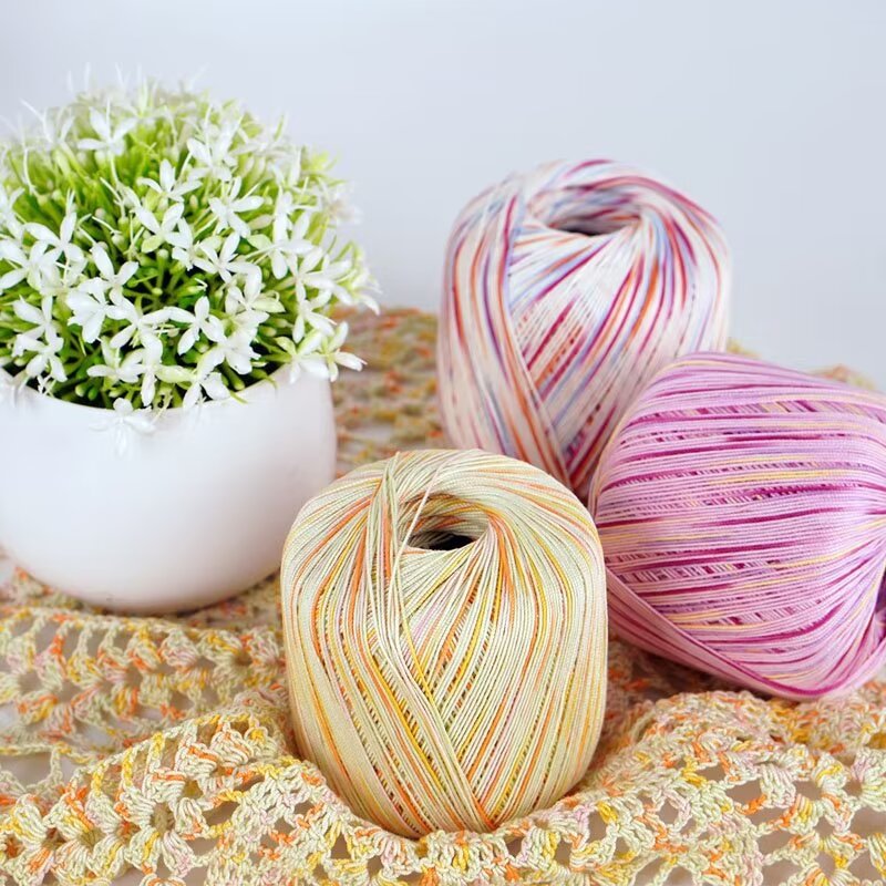 No.6 segment dyed printed lace thread three-strand cotton summer crochet thread hand-knitted diy knitted scarf wool ball