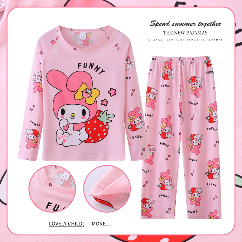 Cross-border Children's Pajamas Girls' Summer Thin Air-conditioning Suit Super Cute Girl Princess Baby Kids Home Clothes suit