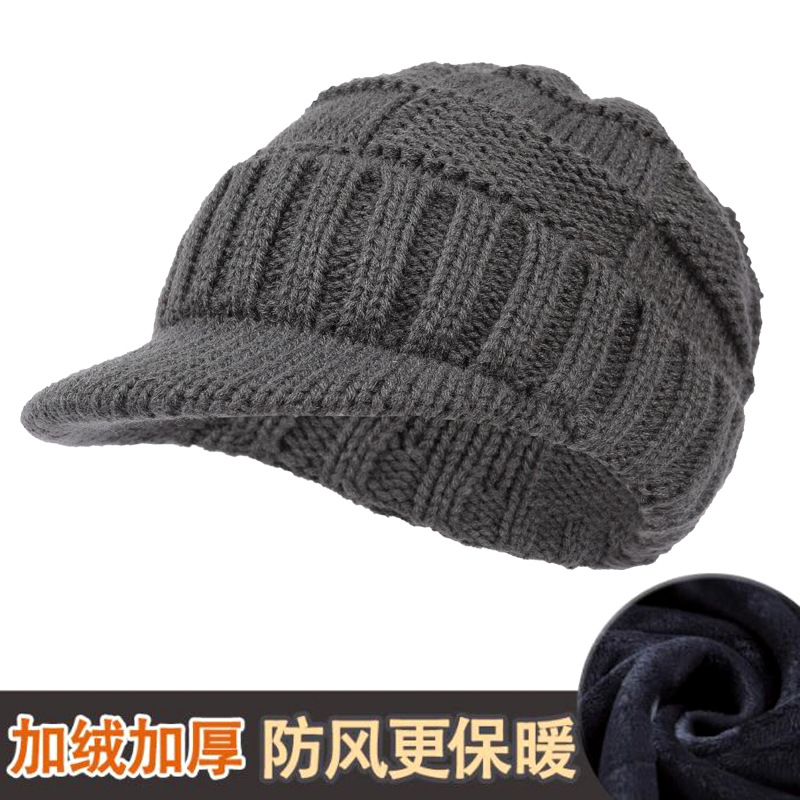 Picture of Hat men's winter warm fleece-lined thickened cap men's knitted cap outdoor cycling ear protection cold wool cap