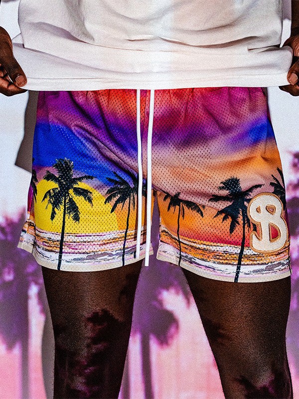 American fashion brand BKTSQD summer style mesh quick-drying shorts men's outdoor sports training no more than knee boxed pants men