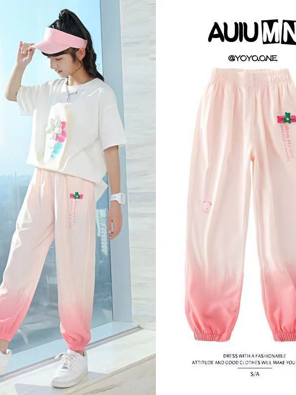 Girl's Pants Summer Thin Anti-mosquito Pants Children's Summer Pants Ice Silk Sports Pants Loose Girl's Summer 2024 New Arrival