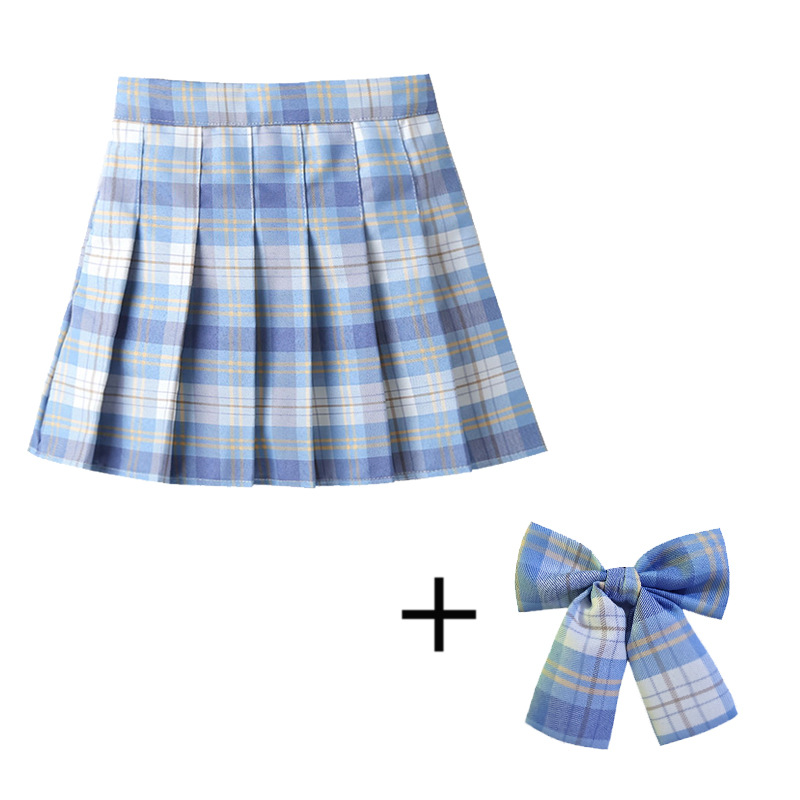 Picture of Girls' skirt children's clothing Korean style new preppy style children's short skirt class clothes plaid skirt medium and large children's pleated skirt