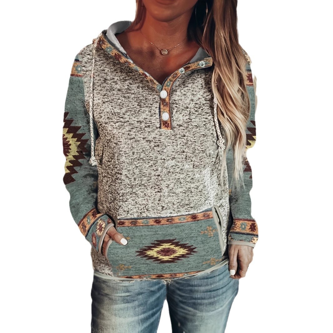 Picture of Amazon Independent Station Cross-border European and American Women's Wear Western Retro Style Personality Hooded Sweatshirt Women Cross-border European and American Autumn and Winter