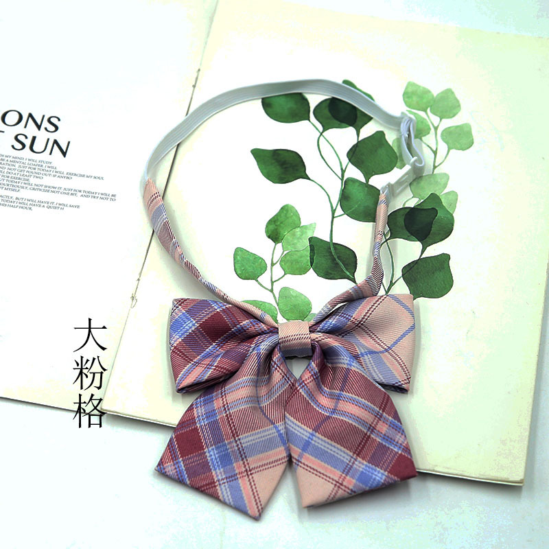 Picture of Hot-selling College Style Oka Pear Field Soot Black Bow Plaid Flat Horn JK Collar Bow Tie Shirt Accessories