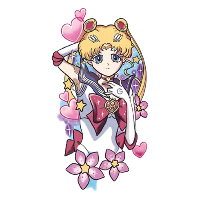 Japanese Lolita cartoon tattoo stickers beautiful girl ins style anime flower arm tattoo stickers waterproof female long-lasting men
