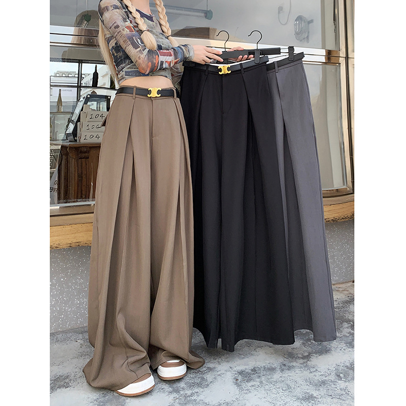 Real shot! 2024 Loose Design Sense suit Pants Casual Pants Women's Wide Leg Pants High Waist Dummy Pants