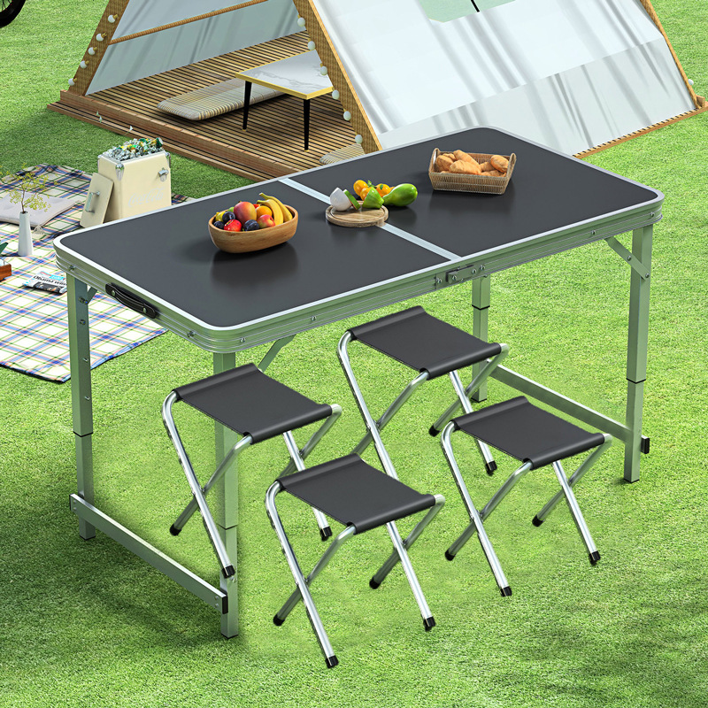 Picture of Outdoor Table Portable Aluminum Alloy Foldable Dining Table Folding Table and Chair Picnic Small Table Stall Table Round Square Tube Table