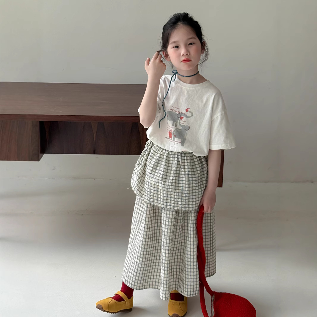 Picture of Children's T-shirt 2025 summer girls Korean letter cartoon short sleeve children's round neck casual loose top at the end of the small Meng