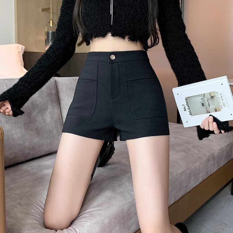 High Waist Slimming Spice Girls 2023 Black Shorts Women's All-match Bottoming Outer Wear Hot Pants Casual Boots Pants Autumn New Arrival