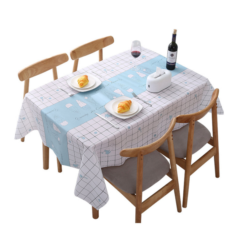 Picture of Home Nordic Tablecloth Modern Simple Style Tablecloth Fruit Anti-scalding Waterproof Oil-proof Disposable PVC Plaid Tablecloth
