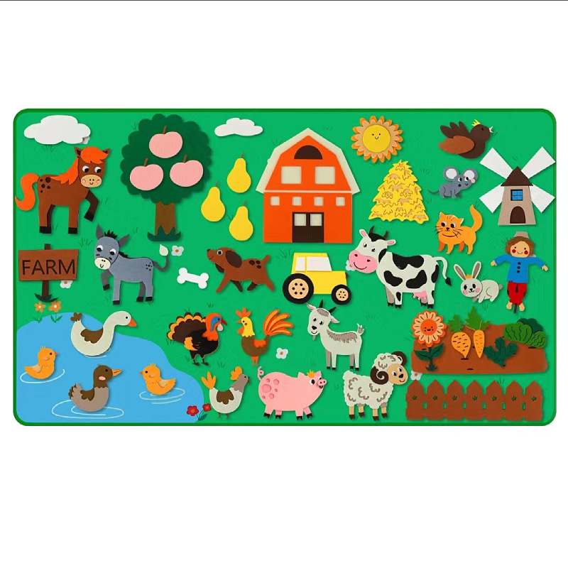 Picture of Amazon cross-border children's early education 3DIY three-dimensional felt game package storyboard learning board printing dinosaur animals
