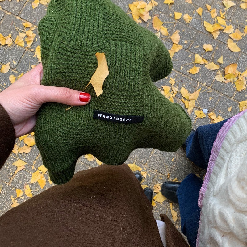 Picture of Recommended White Retro Green Scarf Women's Winter Soft Joker Solid Color Wool Korean Style Warm Scarf