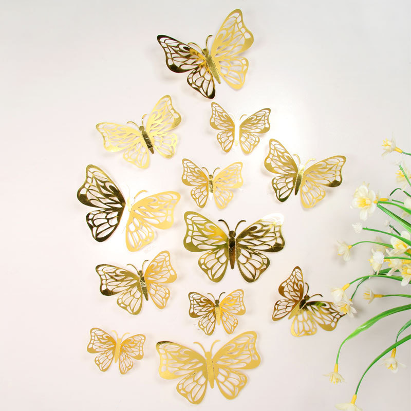 3D Hollow Butterfly Wall Stickers Amazon Decorative Theme Party Layout Art Wall Stickers Factory Spot Wholesale