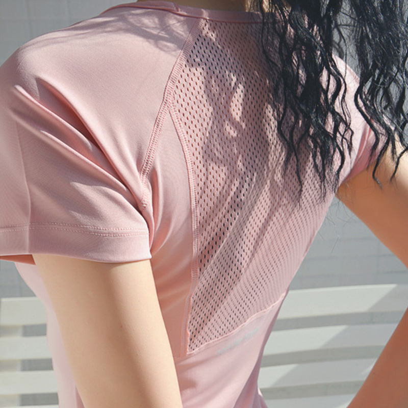 New Sports T-shirt Women's Quick-drying Running Training Short-sleeved Yoga Top Summer Popular Sexy Beautiful Back Fitness Clothes