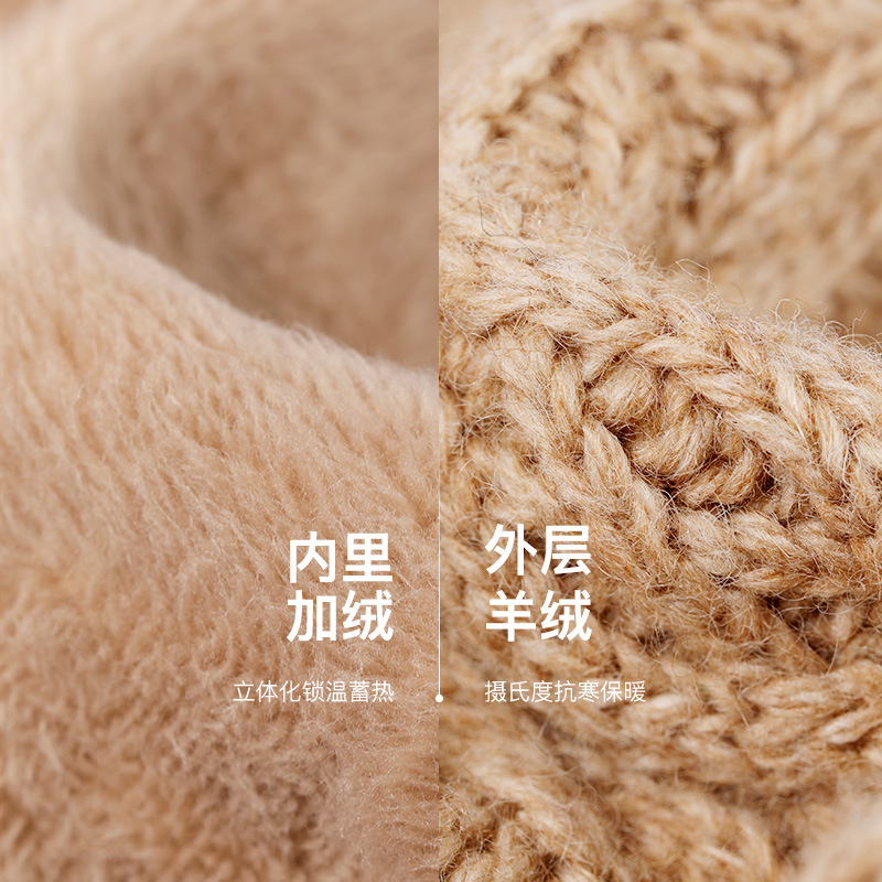 Picture of Women's Cashmere Warm Gloves Winter Outdoor Cold-resistant Knitted Wool Gloves fleece-lined Thickened Touch Screen Gloves DY27