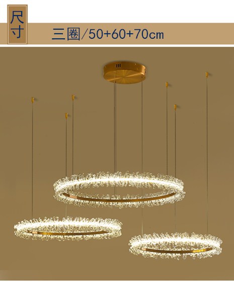 Picture of Crystal Chandelier Living Room Main Light High-End Accessible Luxury Simple Modern Ring Restaurant Lighting Zhongshan Chandelier