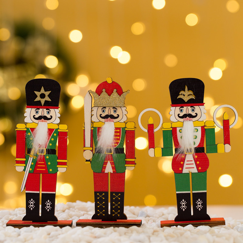 Picture of Walnut Soldier Color Christmas Wooden Assembled Ornaments Christmas Decorations Office Window Desktop Ornaments