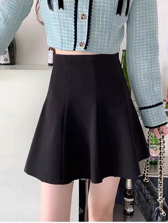 Woolen Skirt Women's Autumn and Winter Sweater Small High Waist A- Line Pleated Skirt 2024 New Umbrella Skirt