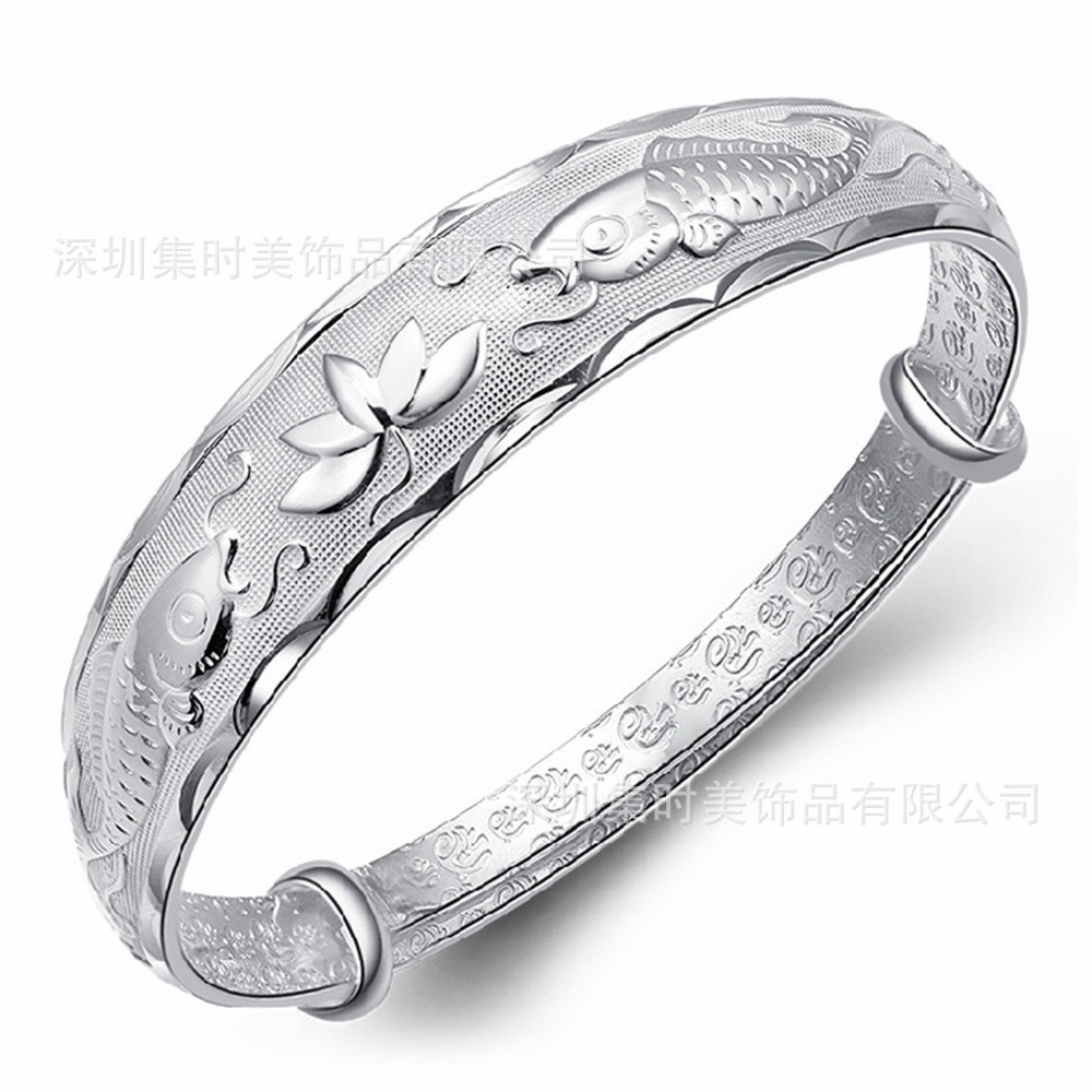 West Lake Beauty Silver Adjustable Lotus Bracelet Fashion Elegant Holiday Gift Wholesale Cross-Border Hot Sale