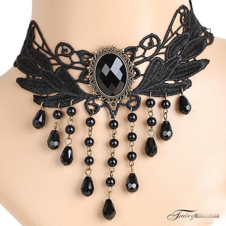 Picture of Cross Border Accessories Women's Neck Strap Court Gothic Spice Girl Neck Chain Lace Necklace Choker Clavicle Chain Collar Collar Vintage