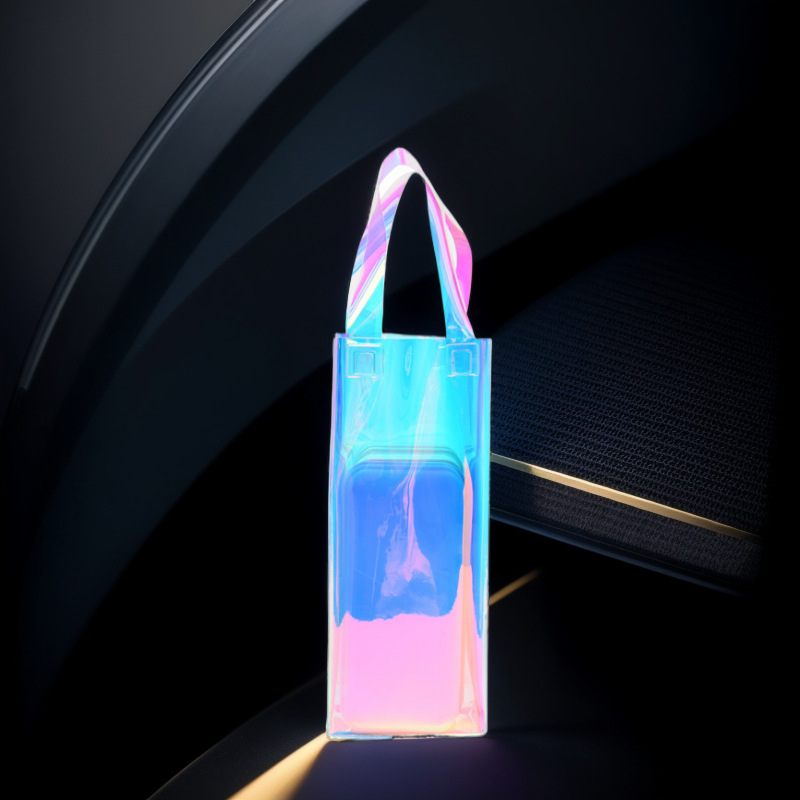 Source factory high-grade wedding candy jelly bag transparent pvc waterproof plastic rigid colorful shopping laser tote bag