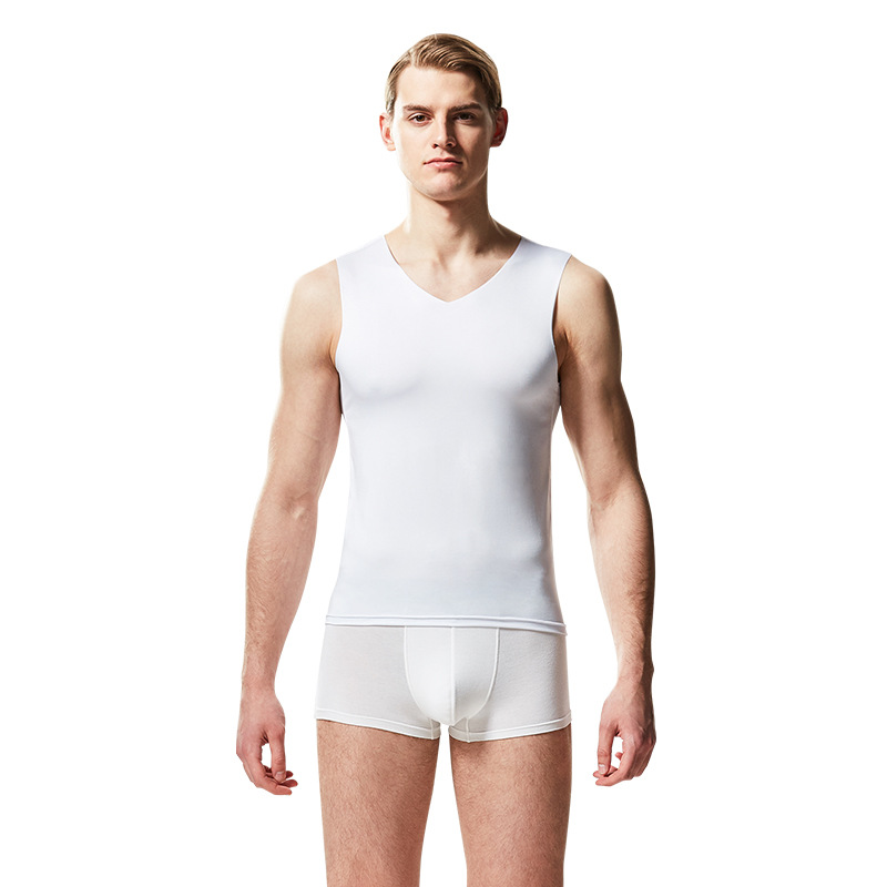 Picture of New men's ice silk vest wide shoulder narrow tailored breathable sweat-absorbent sports fitness base waistcoat monochrome hair generation