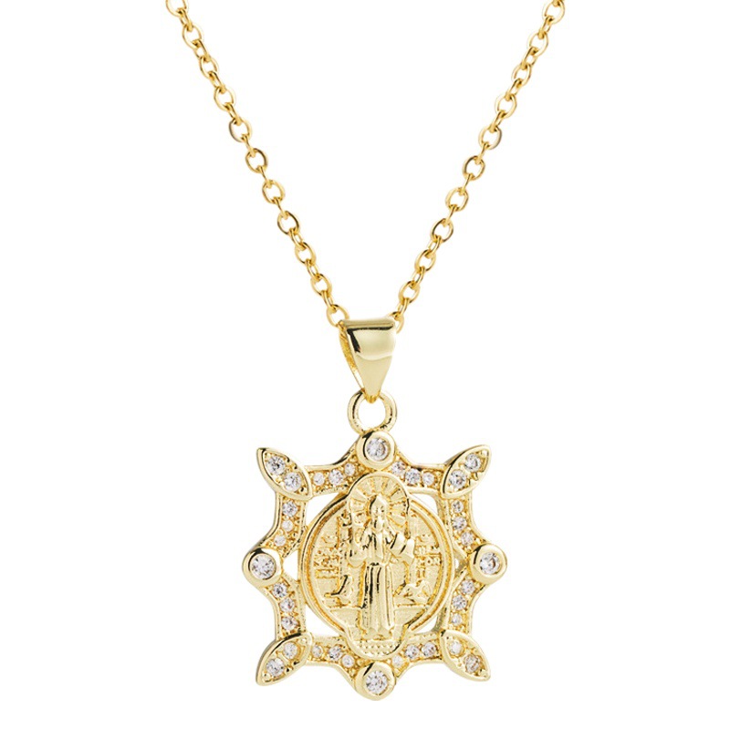 European and American New Cold Style Fashion Copper Plated Real Gold Micro-inlaid Zircon Creative Personality Trend Pendant Women's Necklace Accessories
