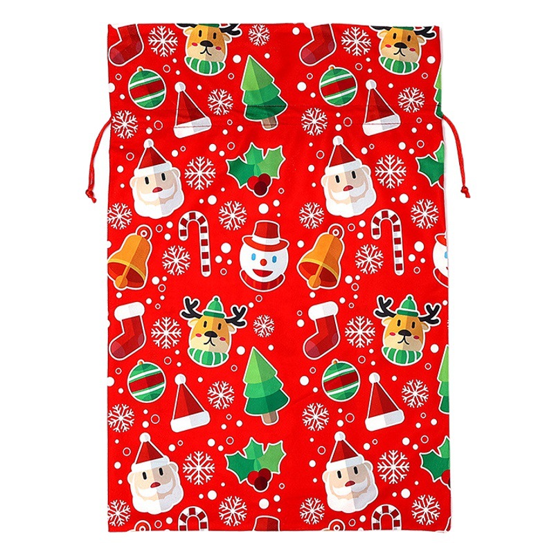 Qiaoding new Christmas gift bag cartoon printed flannel drawstring drawstring bag children candy bag gift bag