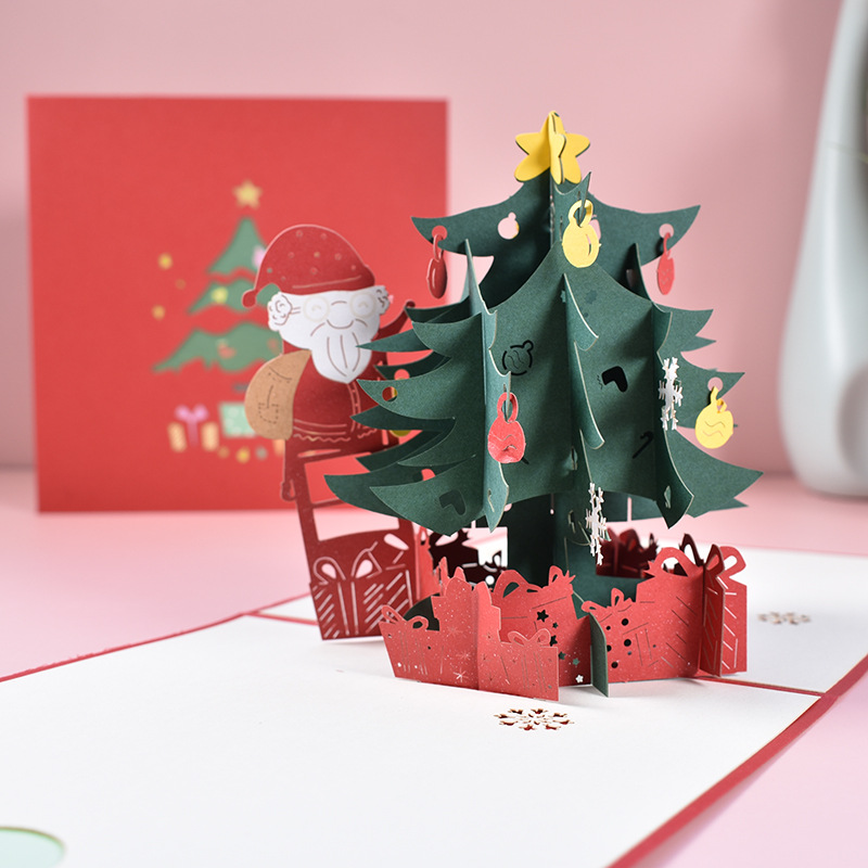 Picture of New Creative Amazon Cross-Border 3D Greeting Card Holiday Greetings Handmade Card Color Printed Christmas Lettering