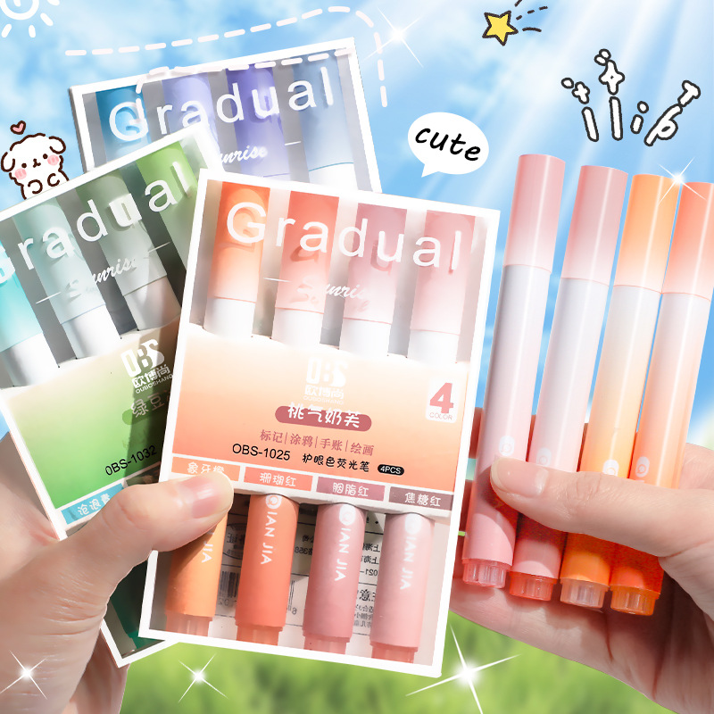 Fluorescent pen hand account pen hand account special pen marking pen light color eye protection fluorescent marker silver high color value