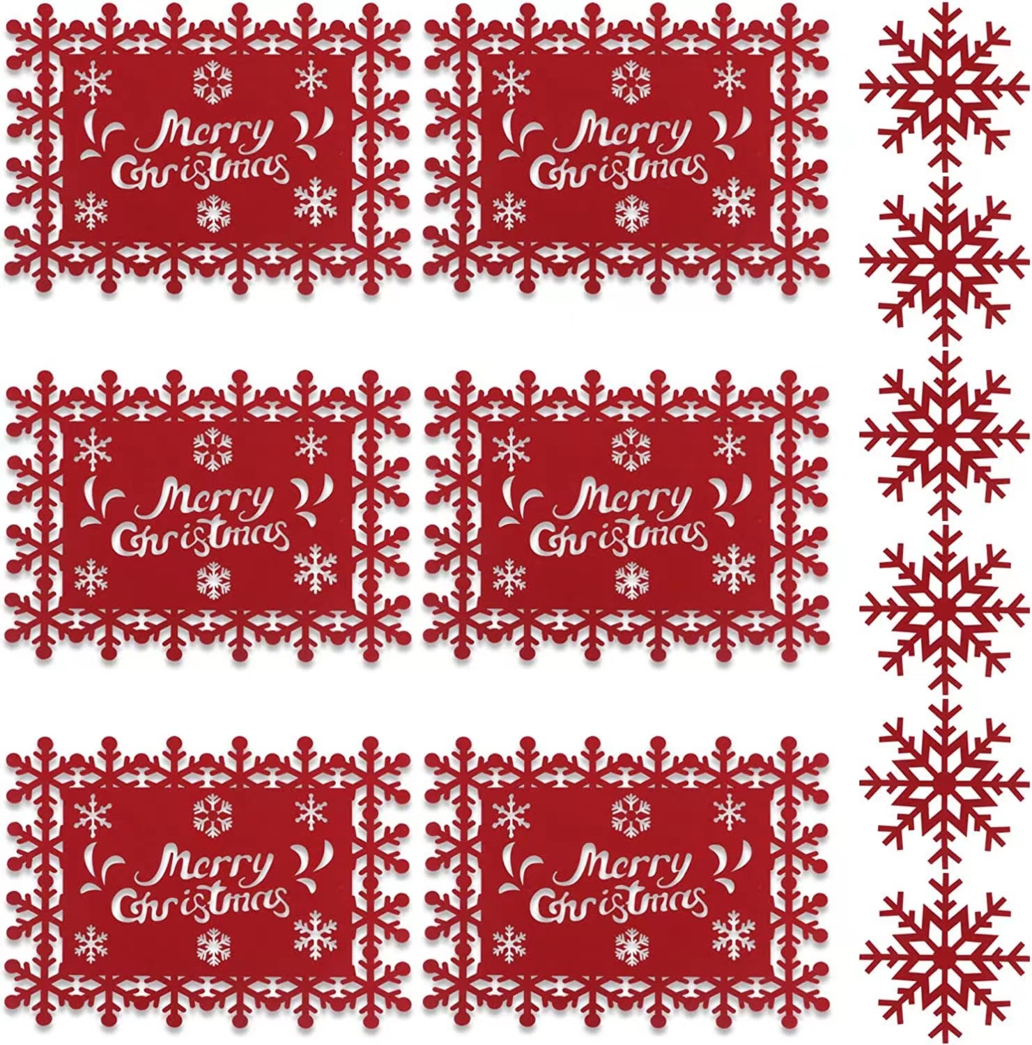 Picture of Cross-border supply felt meal coasters Christmas table decorations creative hollow non-slip thermal insulation felt table mat