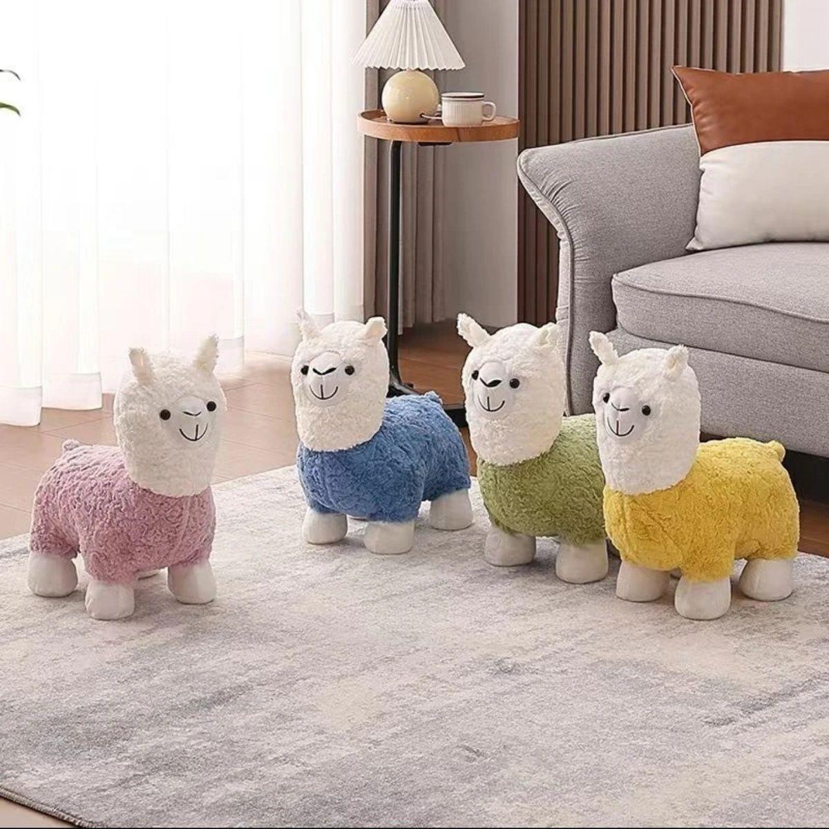 Fashionable alpaca stool bedroom ornaments Internet celebrity alpaca stool new children's cute light luxury plush can be removed and washed