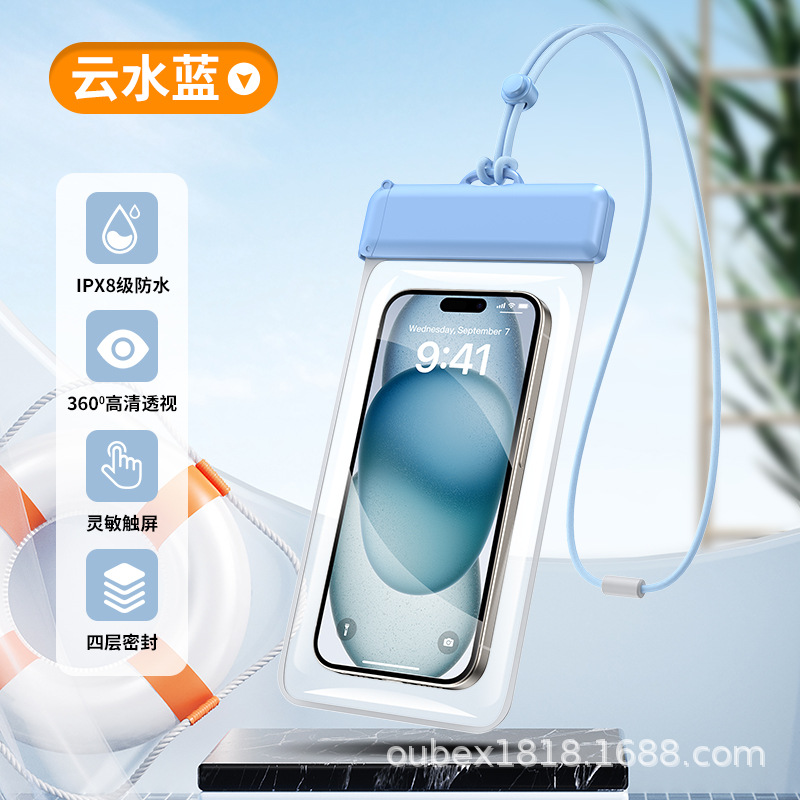 Picture of New Flip Mobile Phone Waterproof Bag Touch Screen TPU Swimming Diving Waterproof Mobile Phone Bag Transparent Wholesale