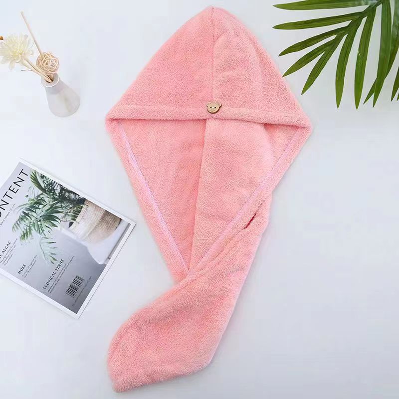 Picture of Class a Dry Hair Cap Thickeneded Super Absorbent Quick-Drying Shower Cap Double Layer Coral Velvet Edge Dry Hair Towel Ready for Sale